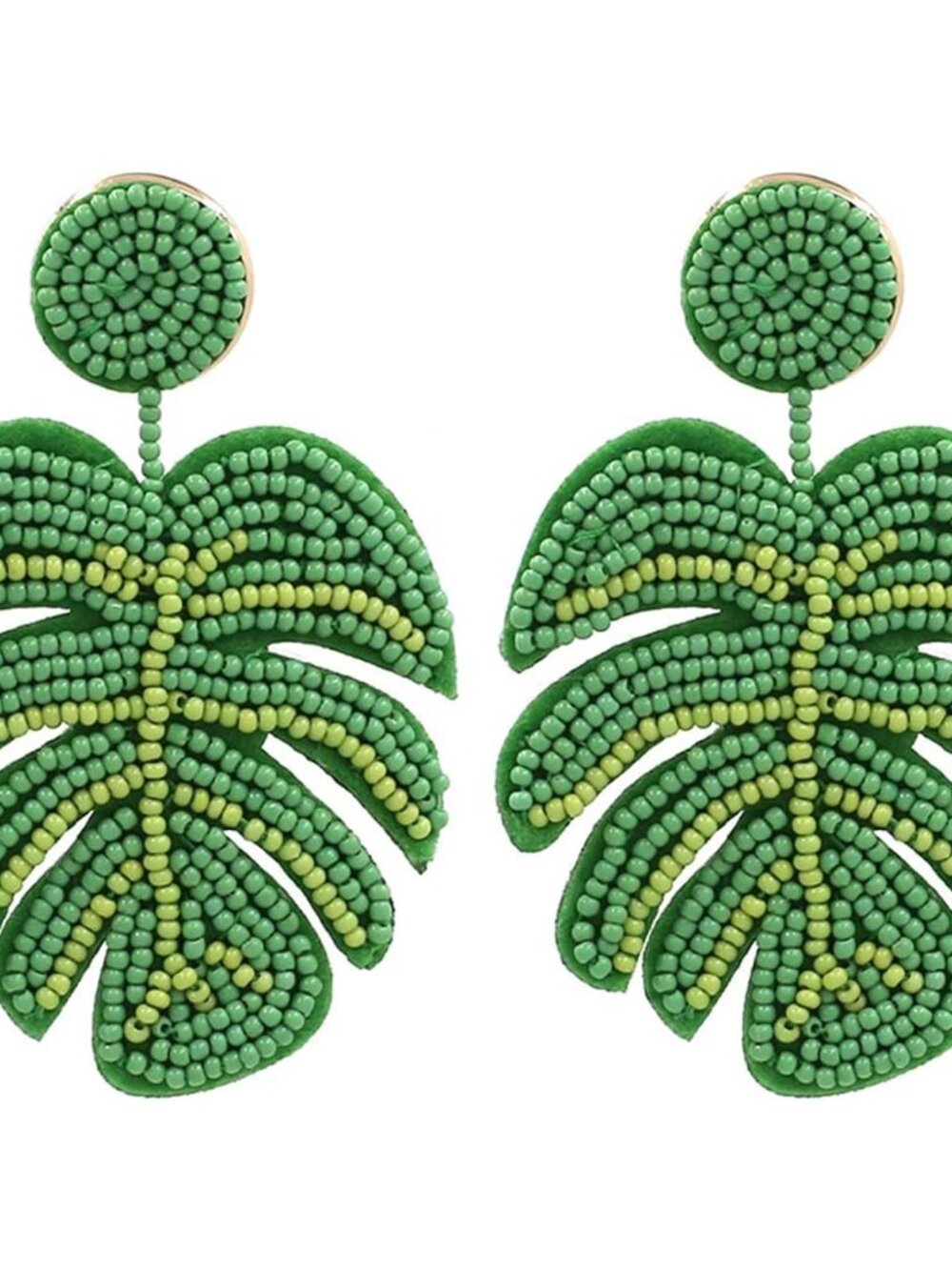 Bohemia Palm Leaf Earrings Handmade Seed Beads Dangle Earring Metal Gold Color H
